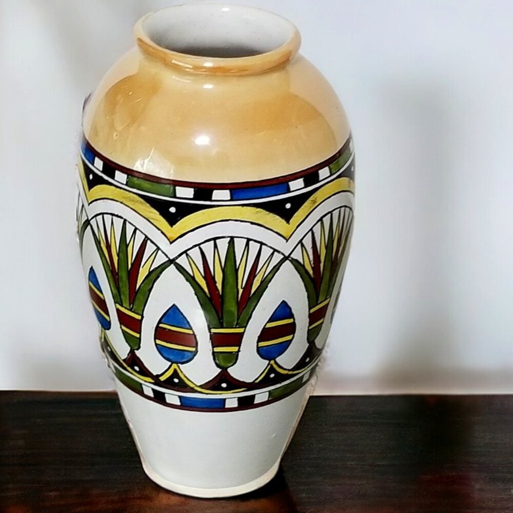 Rare Sornaga Egyptian Ceramic Vase Unique Abstract Pottery Vintage Collectible